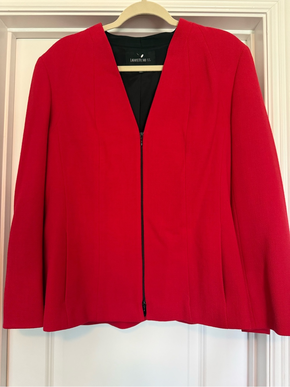 Lafayette 148 New York Red Zip-Front Women's Blazer/Jacket